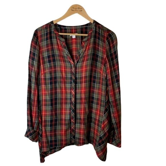 J. Jill Tops - J Jill plaid button down shirt green yellow red S